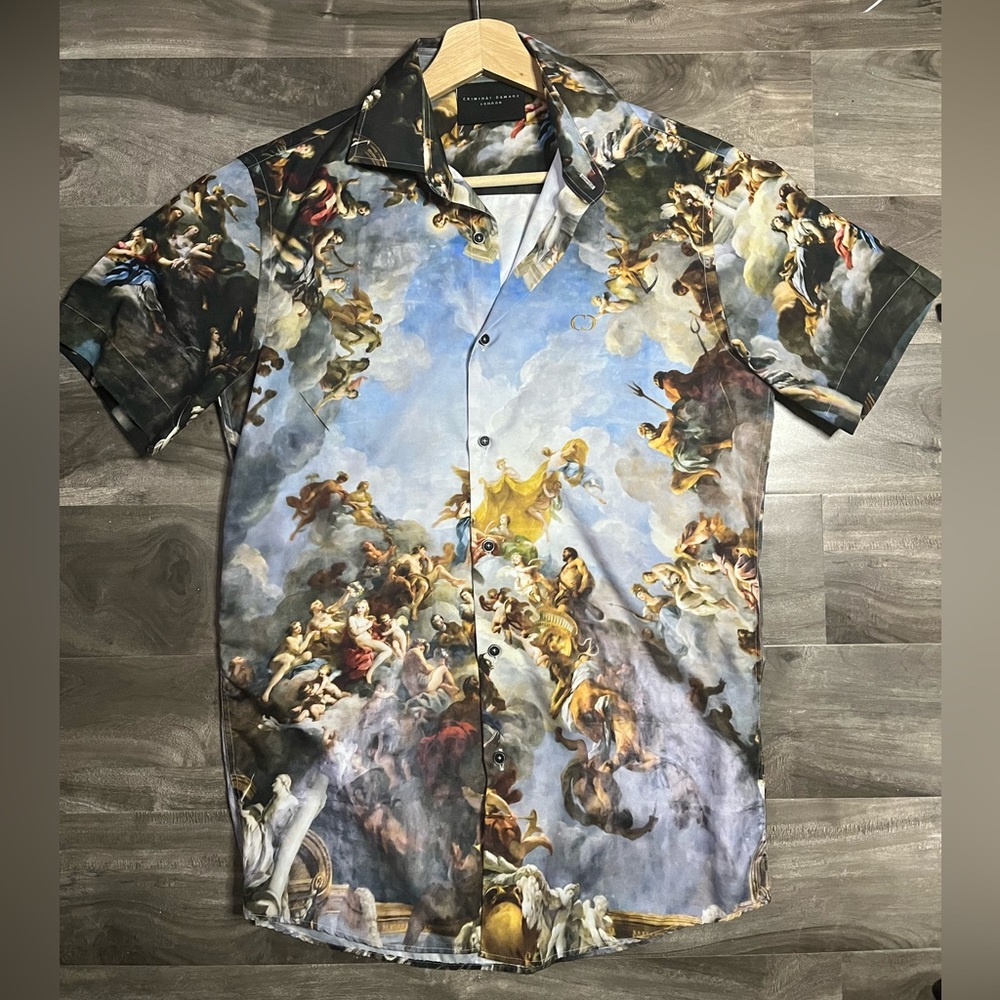 Renaissance angel print men’s medium shirt